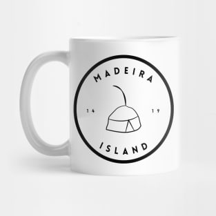 Madeira Island 1419 logo with the traditional folklore hat/carapuça in black & white Mug